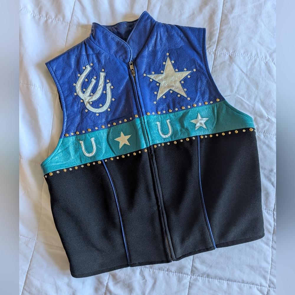 Vintage TLC Leather Collection Horsemanship Competition Rodeo Show Vest